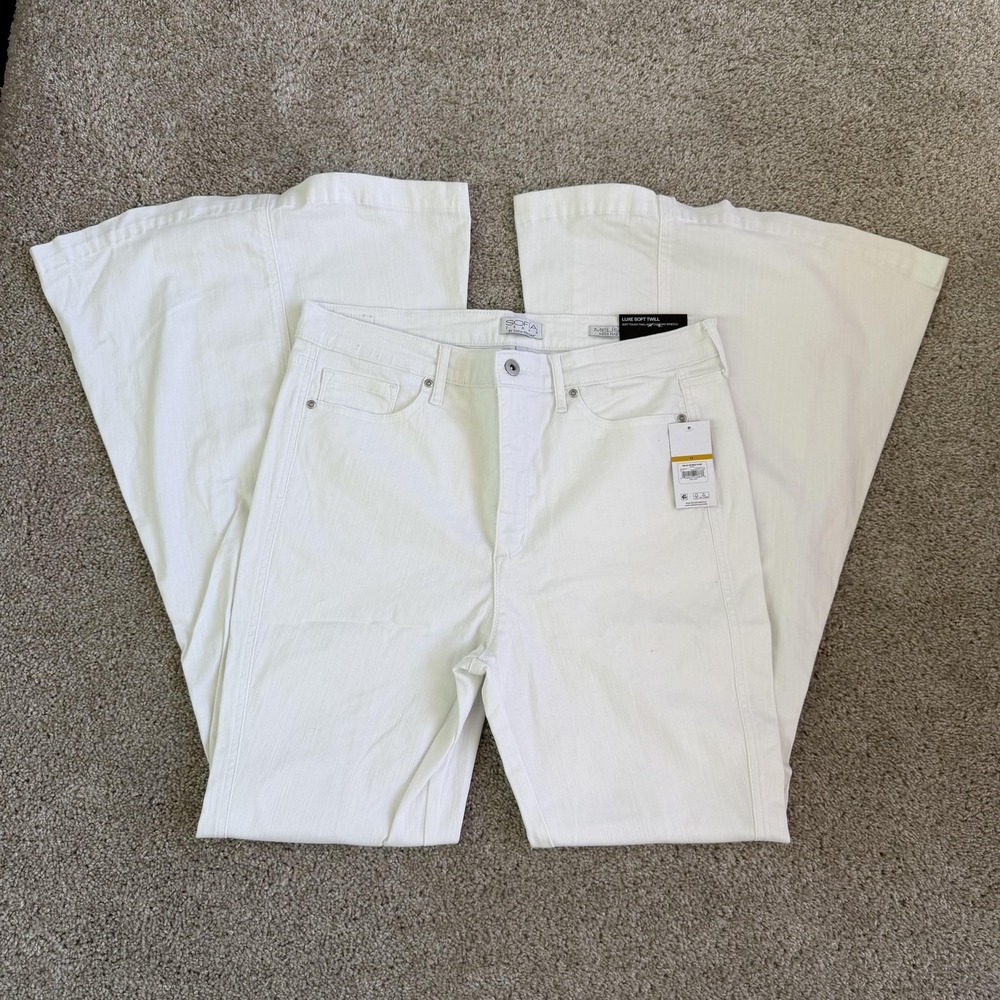 Sofia Jeans By Sofia Vergara Melissa HR Mega Flare Jeans Womens 14 White Denim